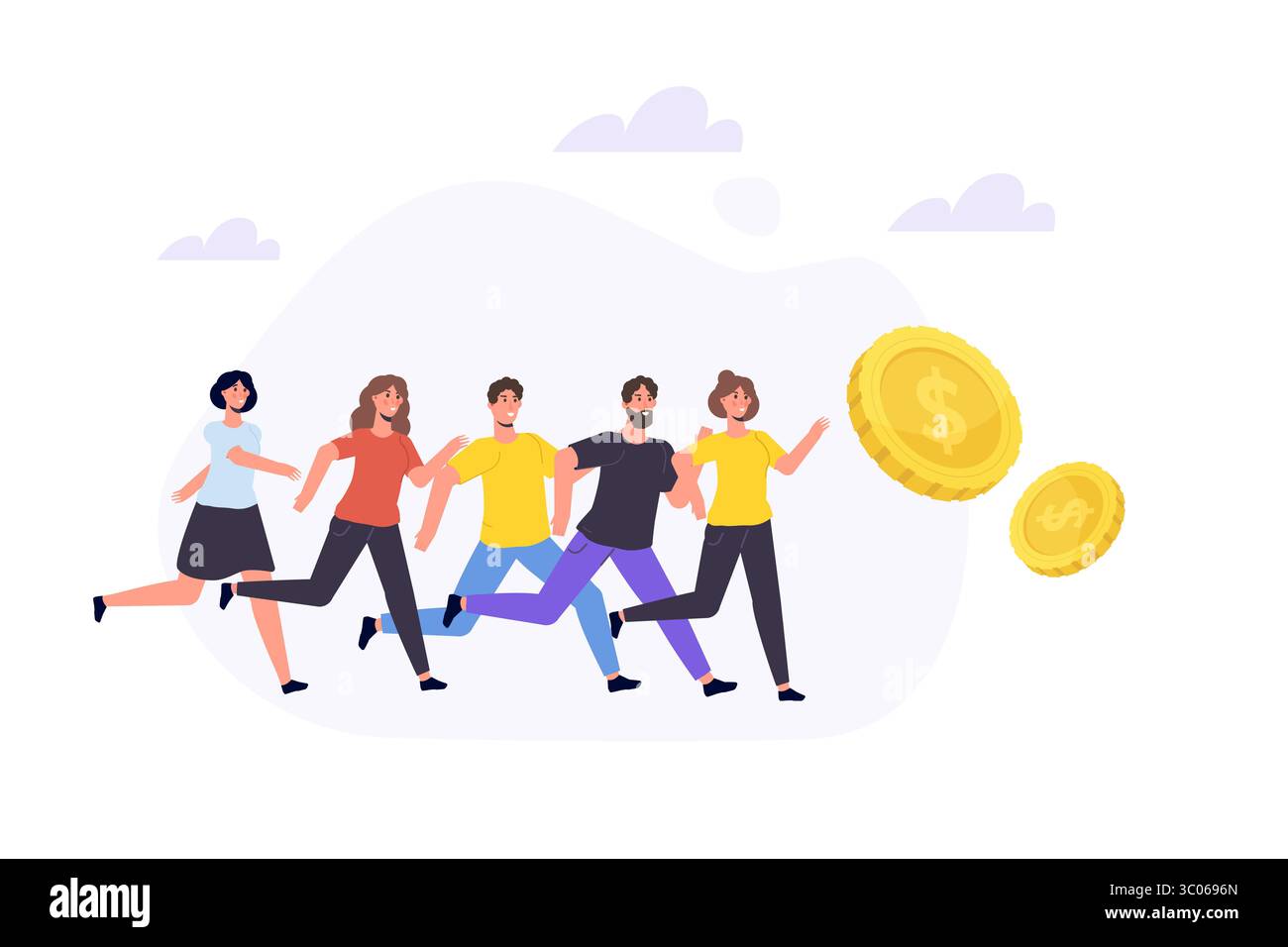 Cash race, chasing for big money concept. Competitors striving for ...