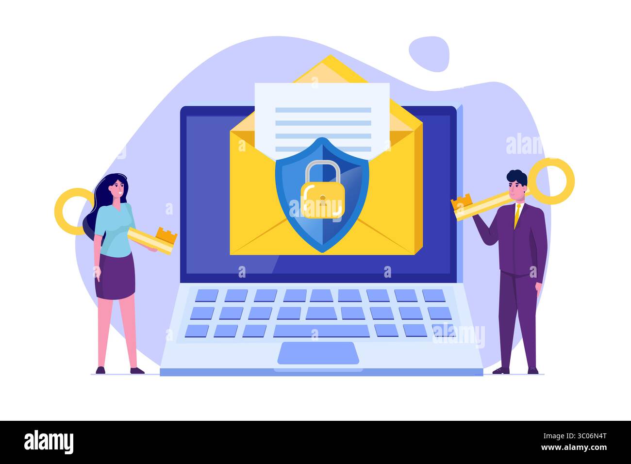 Protecting computer data, Email encryption concept. Vector illustration ...