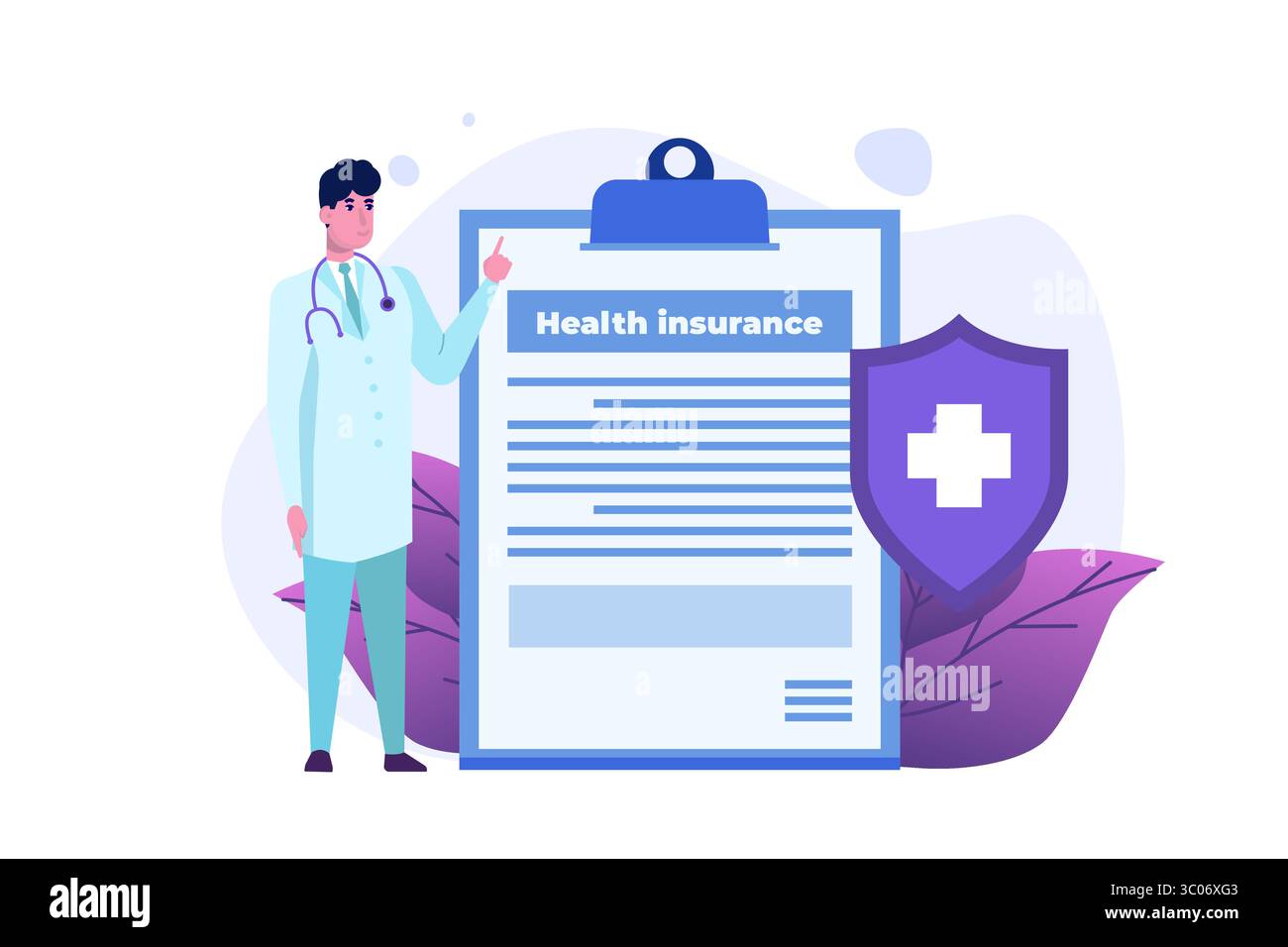 Health insurance service concept. Clipboard with Medical Document Form ...