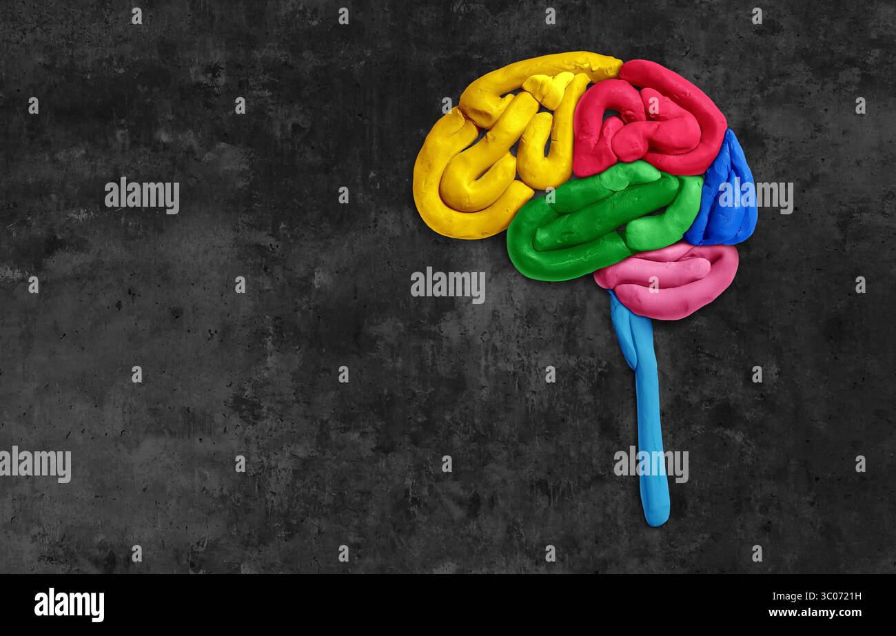 Neuroplasticity Brain or a neurological symbol of autism and an ...