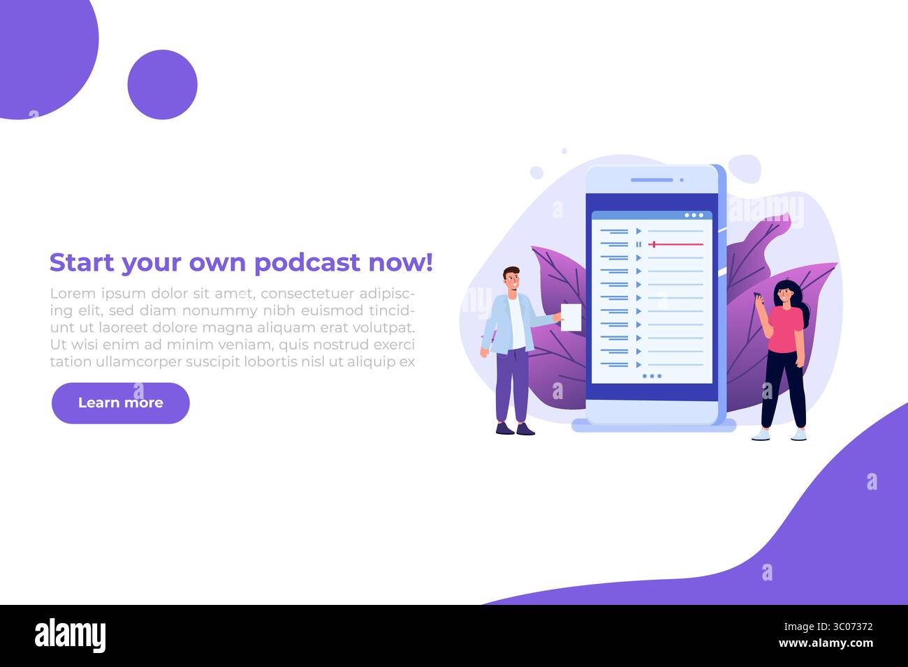 Internet online radio streaming, music applications,  playlist online podcast concept. Vector illustration. Stock Vector