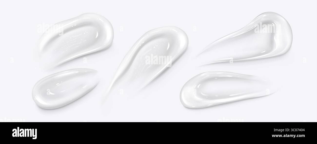 White cosmetic gel smear samples - glossy cream texture swatches, thick ...