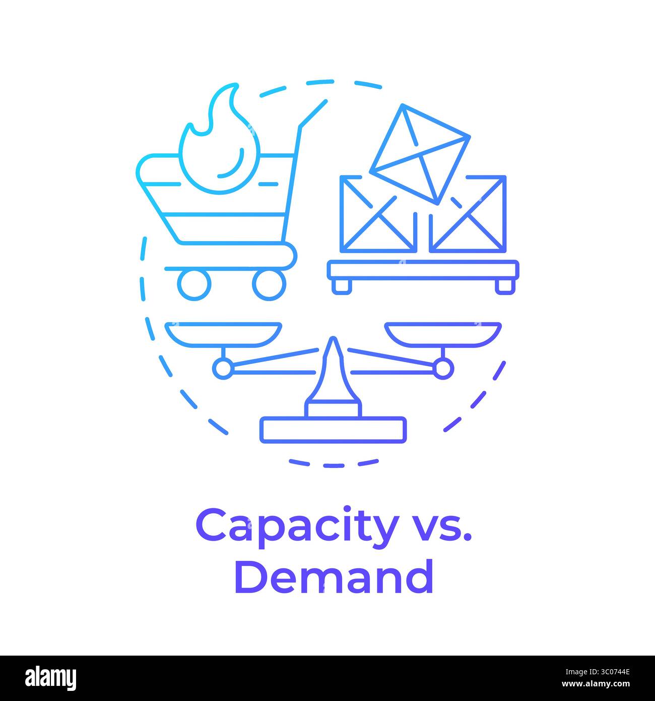 Capacity vs demand blue gradient concept icon Stock Vector