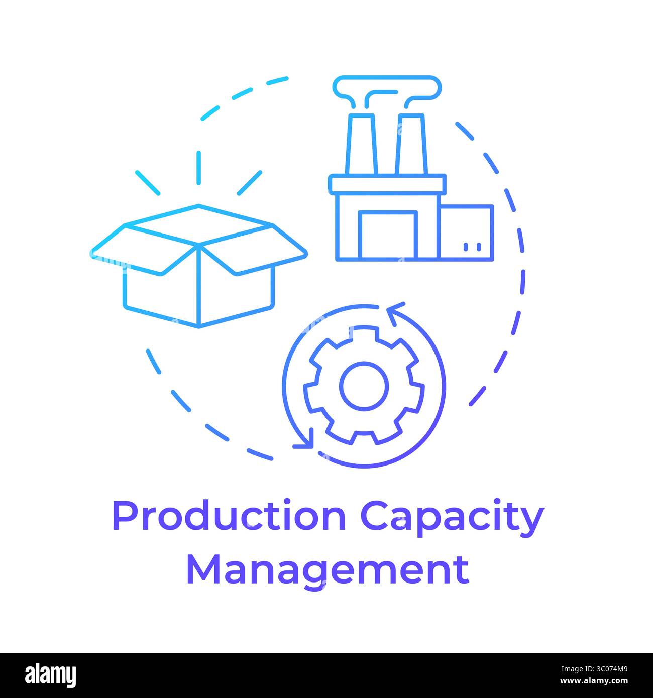 Production capacity management blue gradient concept icon Stock Vector