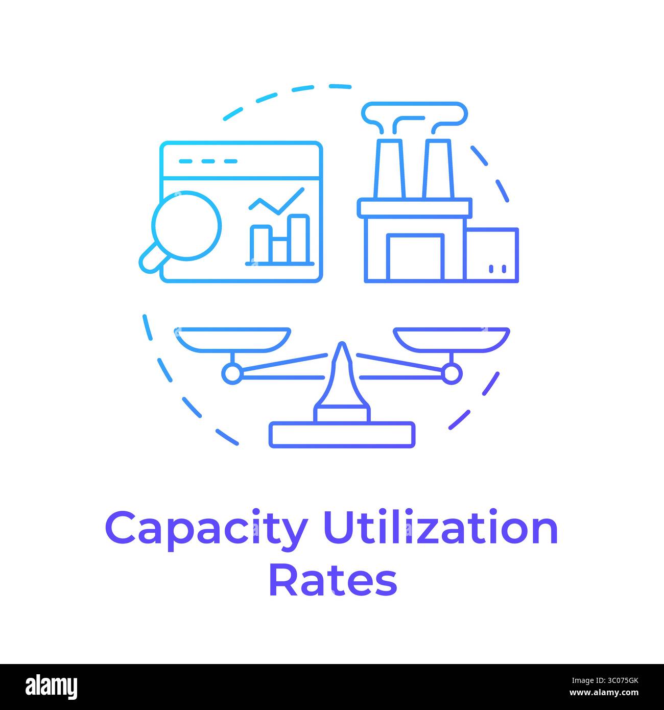 Capacity utilization rates blue gradient concept icon Stock Vector