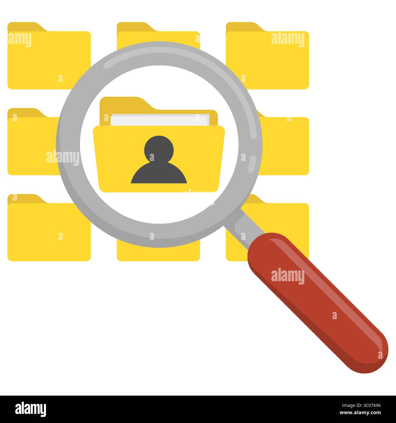 Data privacy concept with file folders and magnifier, representing ...