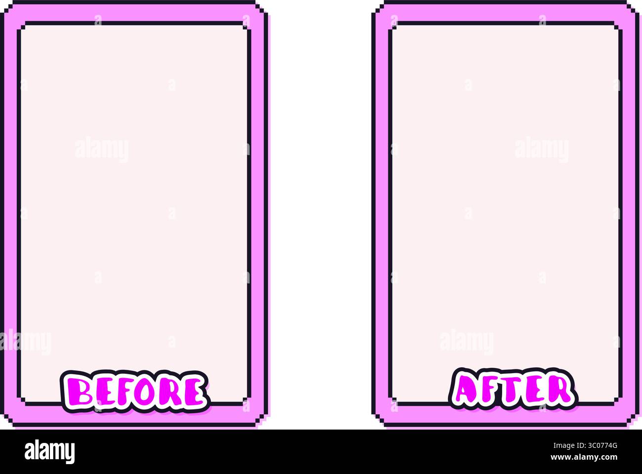 Before and after pixel game template. Rectangle frames for photo ...