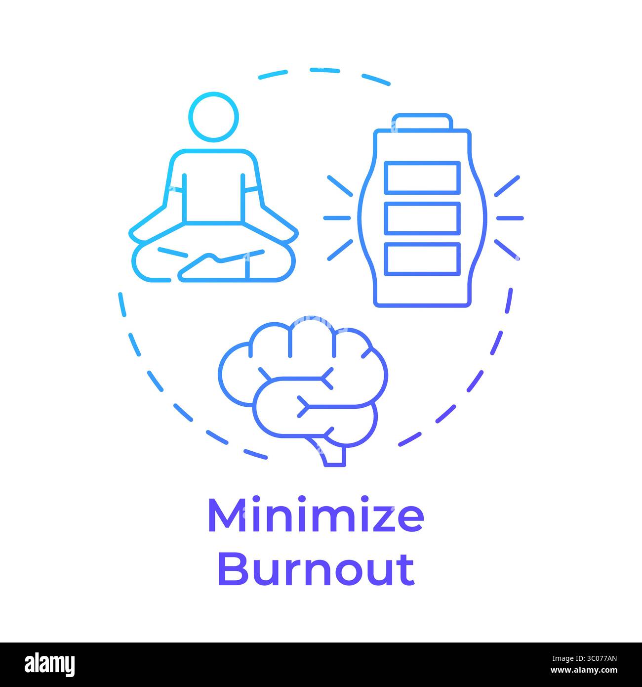 Minimize burnout blue gradient concept icon Stock Vector
