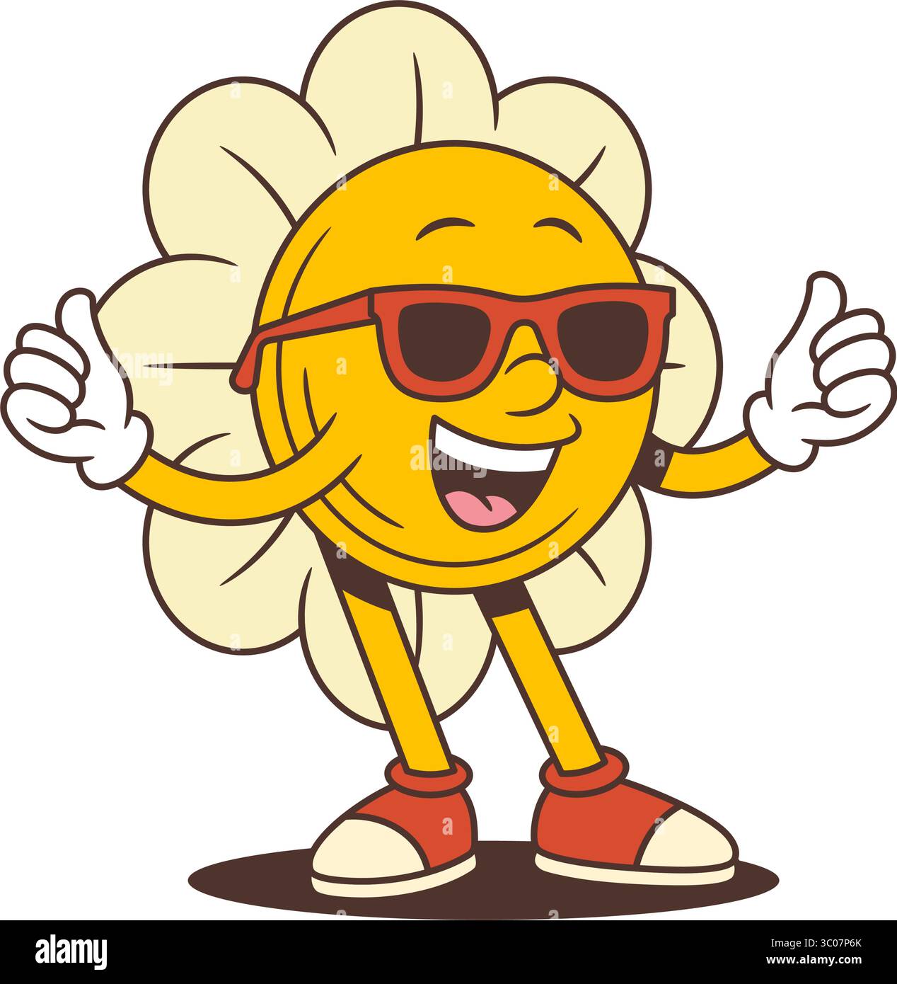 Confident flower mascot wearing stylish sunglasses and smiling proudly ...