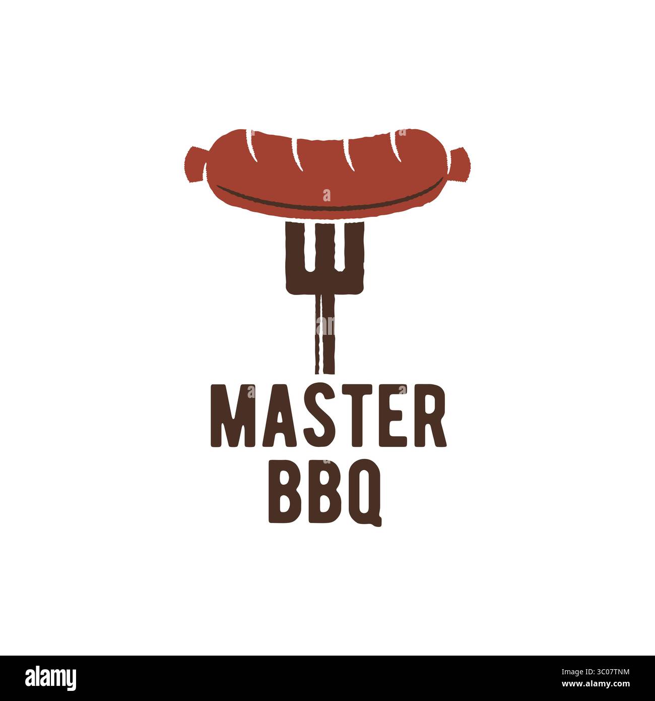 Grilled Sausage BBQ Logo Stock Vector
