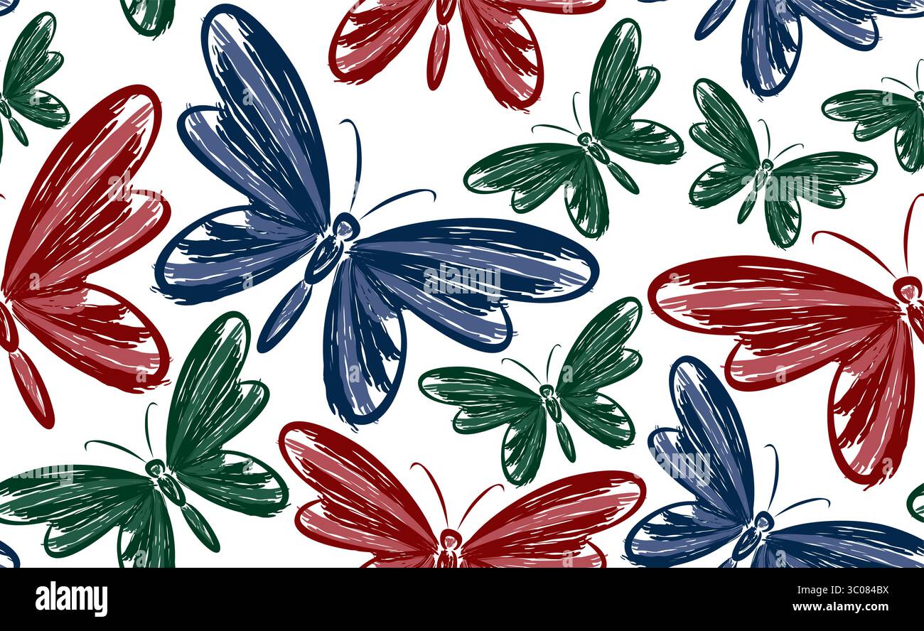 Seamless background with butterflies. Stock Vector