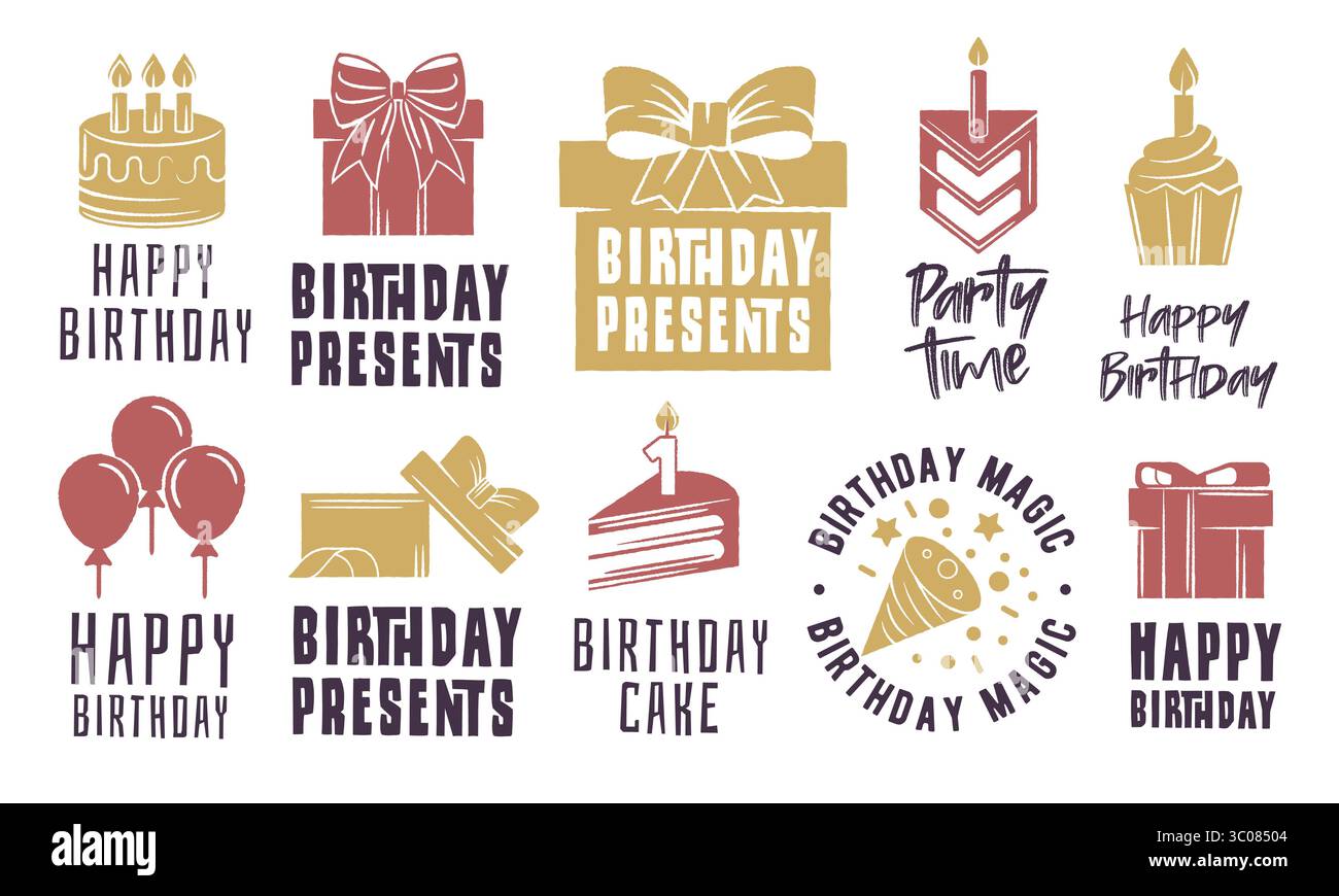 Happy birthday icons anniversary hi-res stock photography and images ...