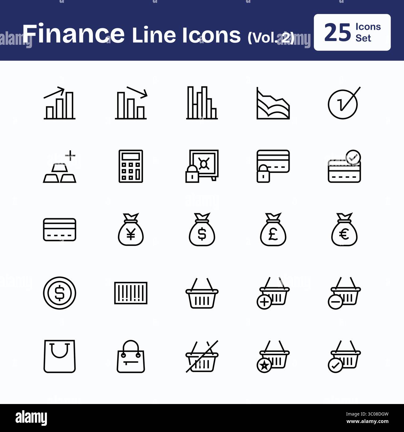 Finance Line Icons (Vol. 2) Stock Vector