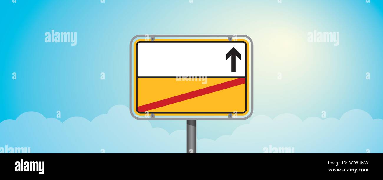 blank town exit sign on blue sky background vector illustration Stock Vector