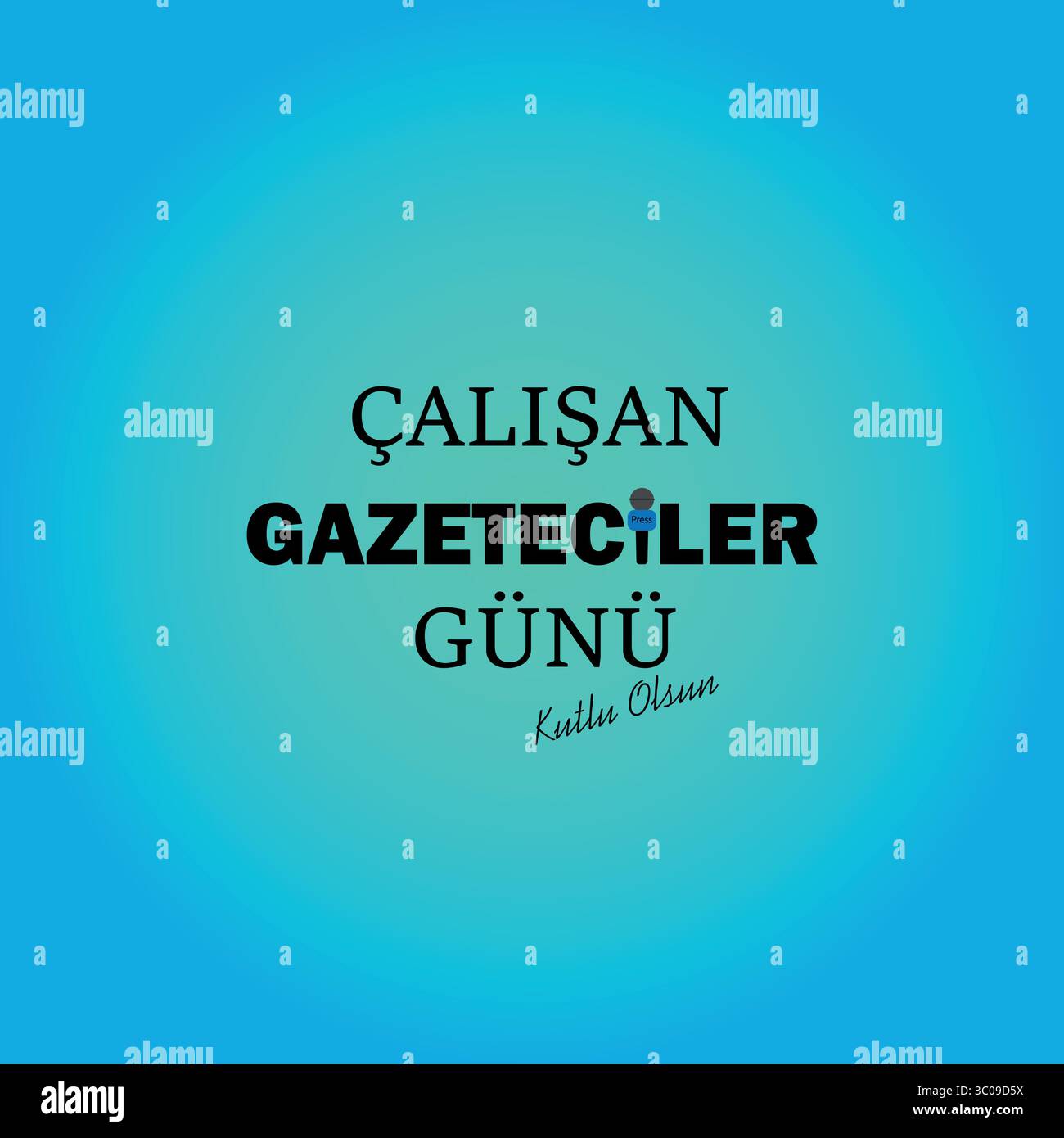 10 Ocak, Çalışan Gazeteciler Günü Kutlu Olsun. Translation: January 10, Happy Working Journalists Day. Stock Vector