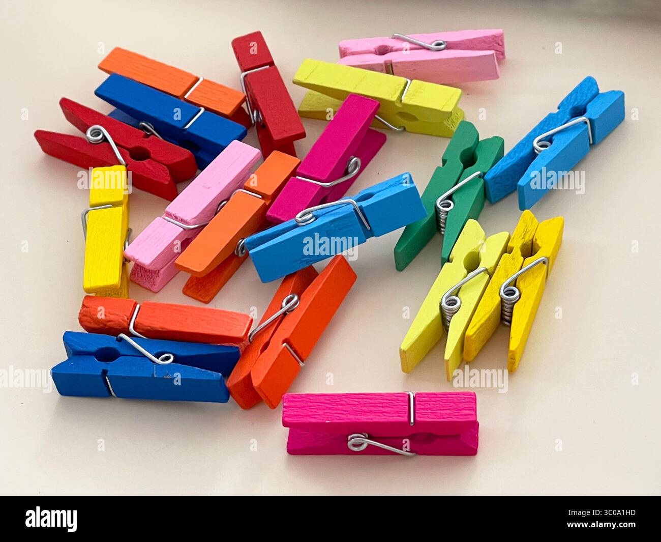Plastic clothespins. Stock Photo