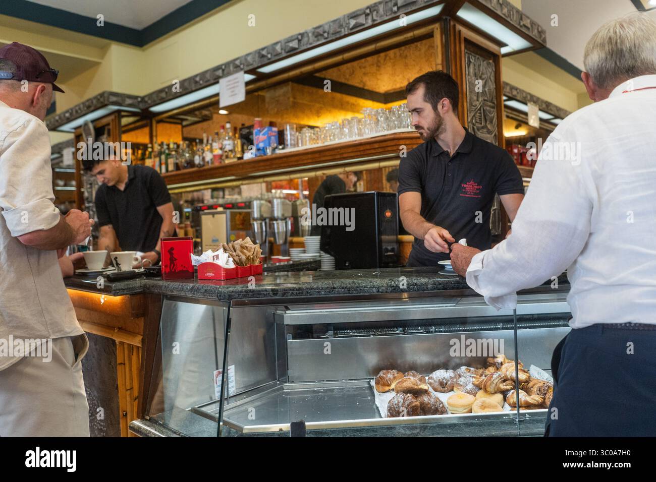 Rome, italy people having espresso coffee in a traditional bar, cafe ...