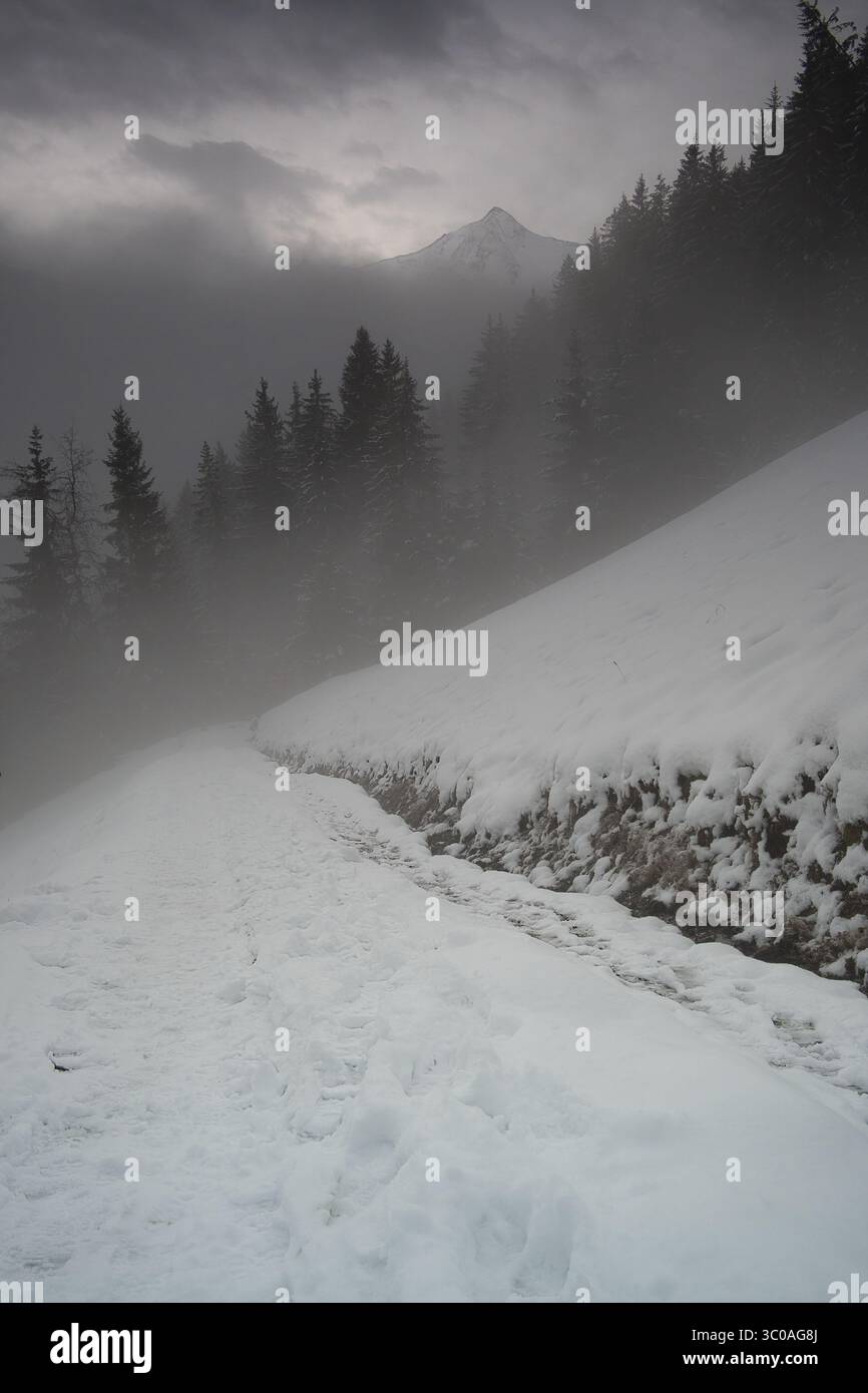 Berg im Nebel Stock Photo