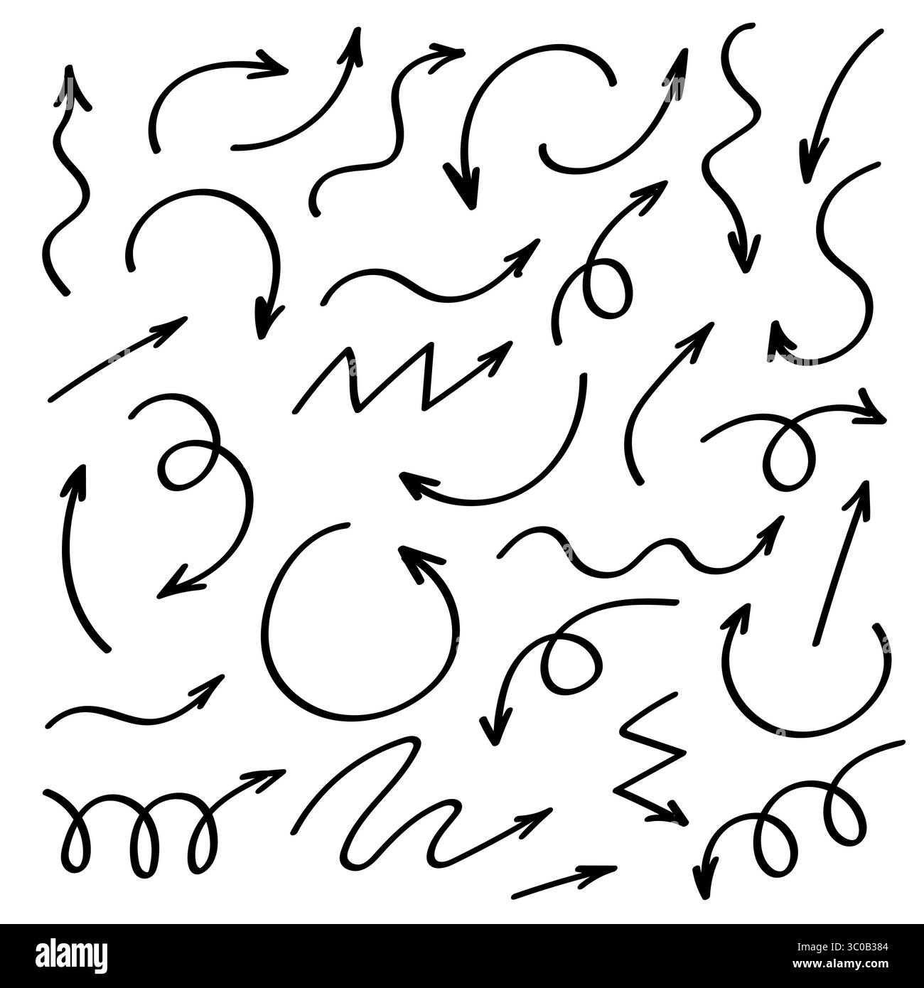 Hand Drawn Curved Arrow Set Doodle Arrows for Presentations ...