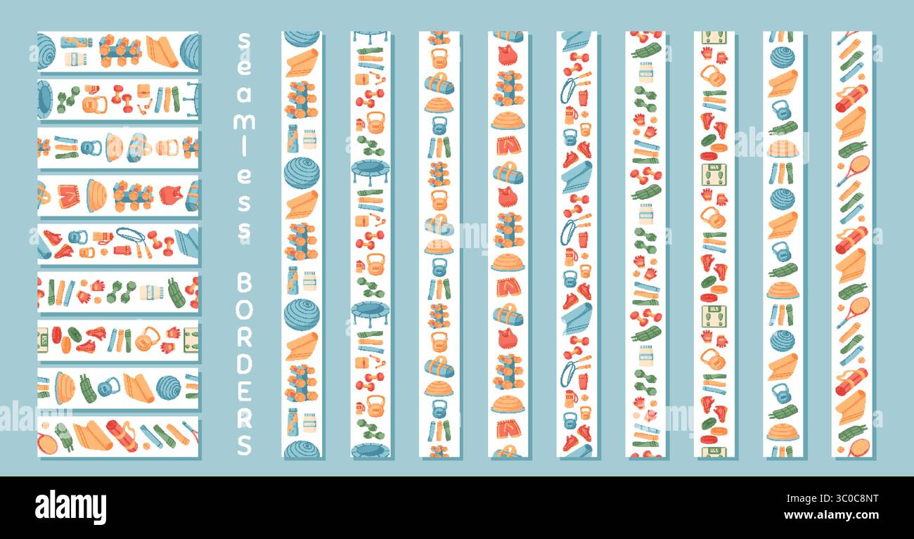 Seamless Border With Sport Equipment Pattern Stock Vector
