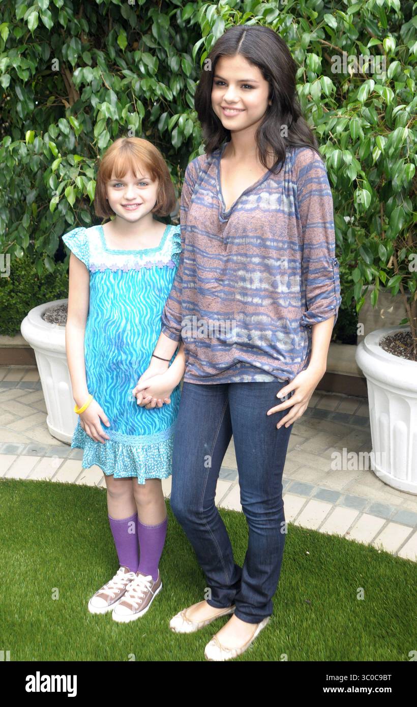 Joey King and Selena Gomez at the press junket for