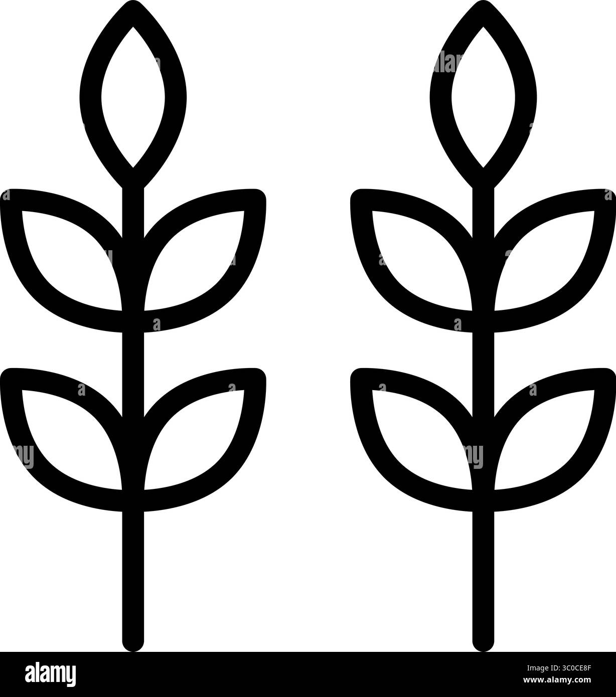 Wheat Ears Line Icon Vector with Editable Stroke Stock Vector Image ...