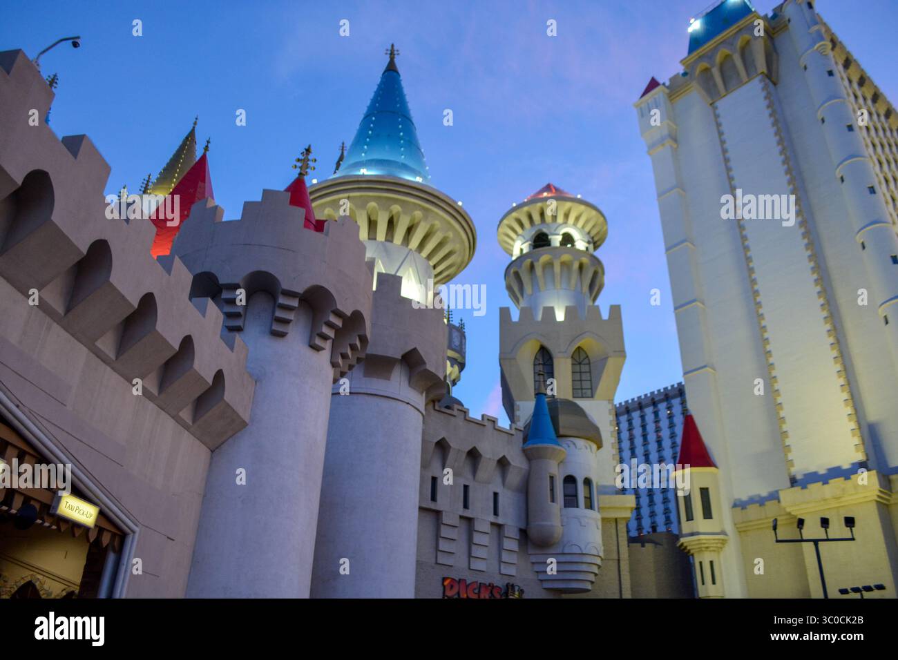 Las Vegas, June 2025, view of the Excalibur Hotel and Casino at dawn Stock Photo