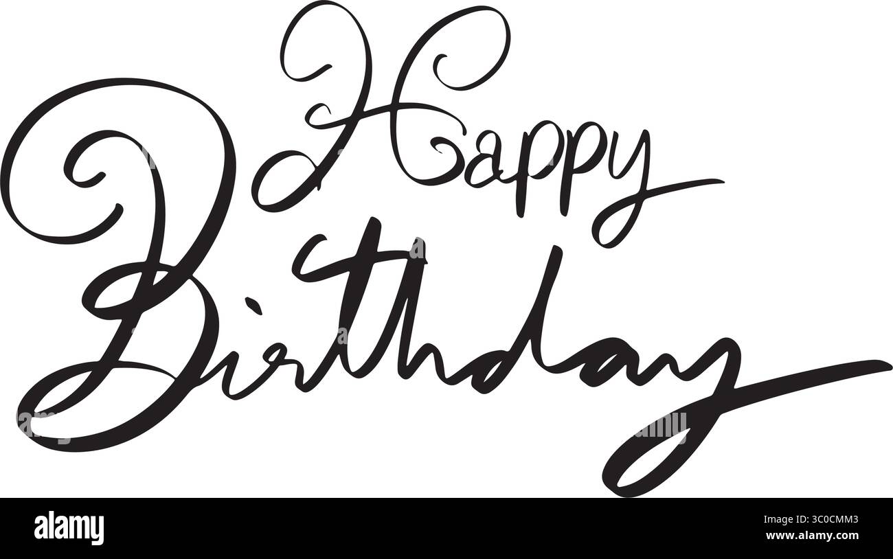 happy birthday text font calligraphy hand written lettering script ...