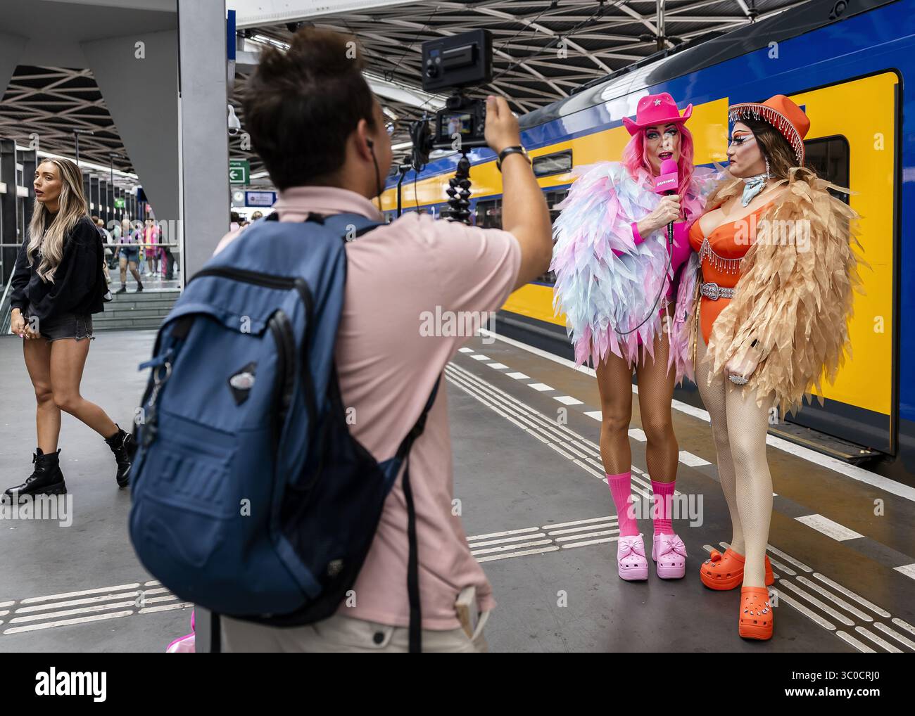 TILBURG - Participants upon arrival of the Pink Monday Express at ...