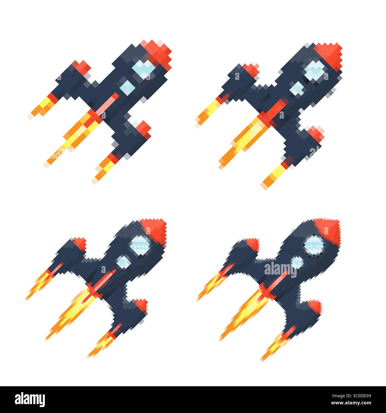 Pixel art rocket with fiery trails, retro games, space-themed designs ...