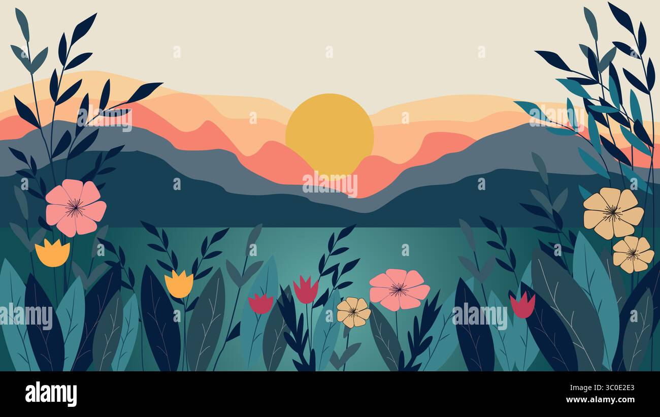Scenic colorful fall landscape Stock Vector Images - Alamy