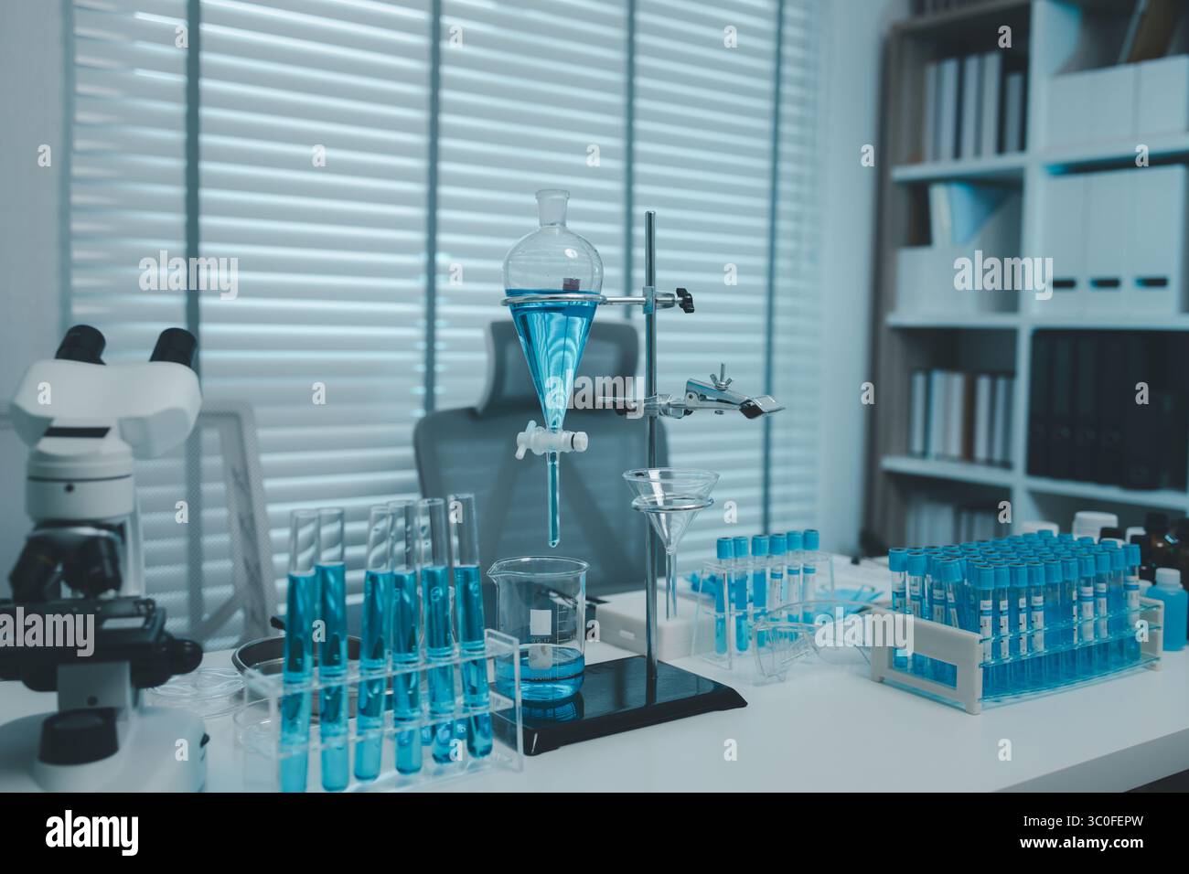 a science laboratory atmosphere filled with a variety of scientific ...