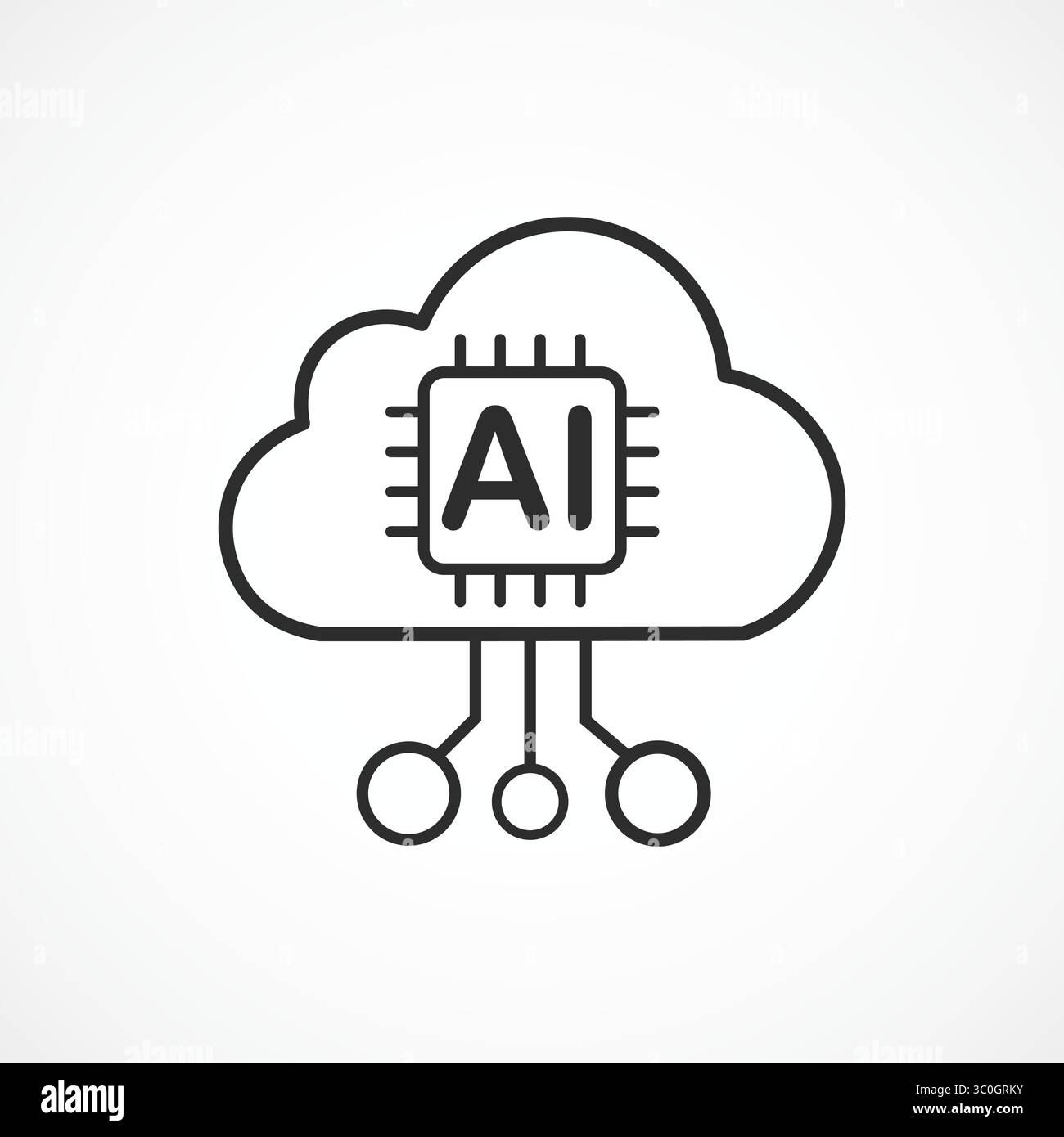 Cloud AI Icon in white background – Artificial Intelligence Cloud Computing icon, Vector sign. Symbol, logo illustration. Vector graphics for Present Stock Vector
