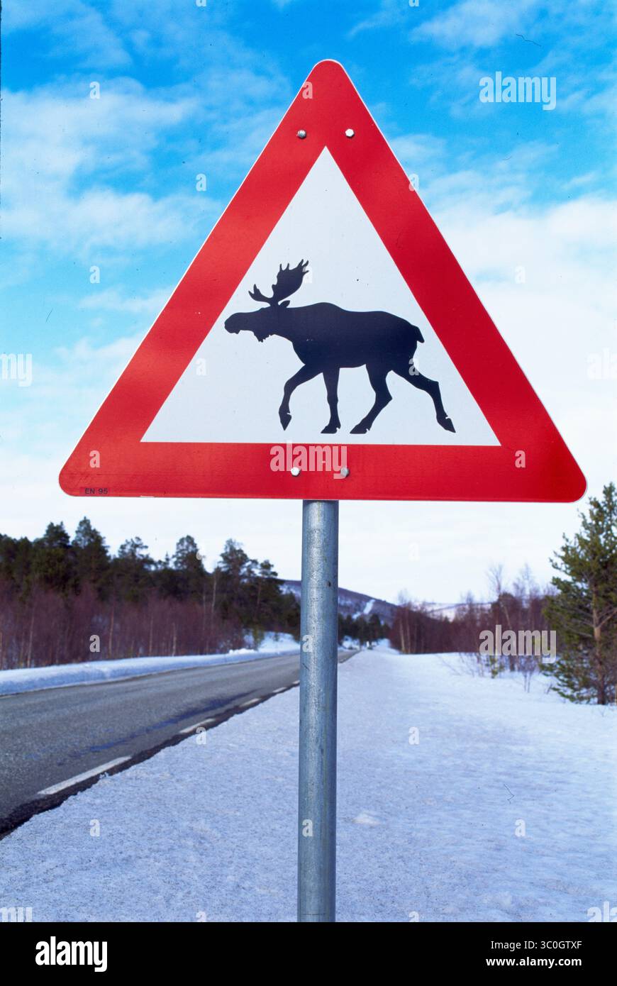 Norwegian Moose road sign, 1998 Stock Photo - Alamy
