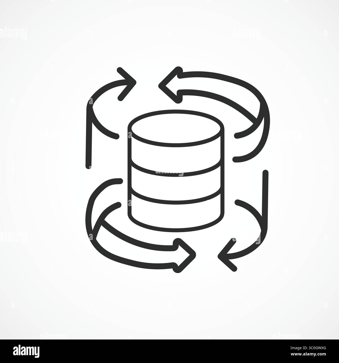 Data Processing Icon outline with white background – AI Server and Information Flow Symbol, symbol icon, vector illustration Stock Vector