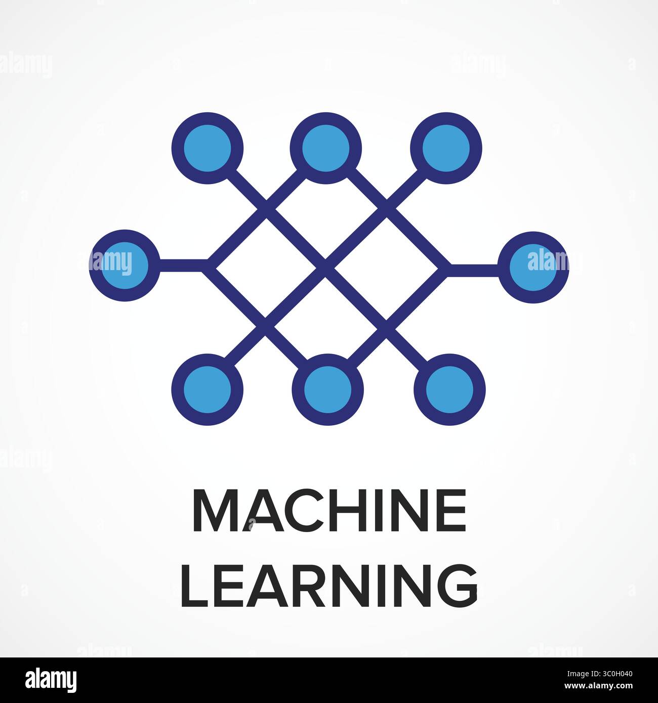 Machine Learning – AI Data Processing and Predictive Analytics Concept, Machine Learning icon, Neural Network Icon for AI and Data Science Stock Vector