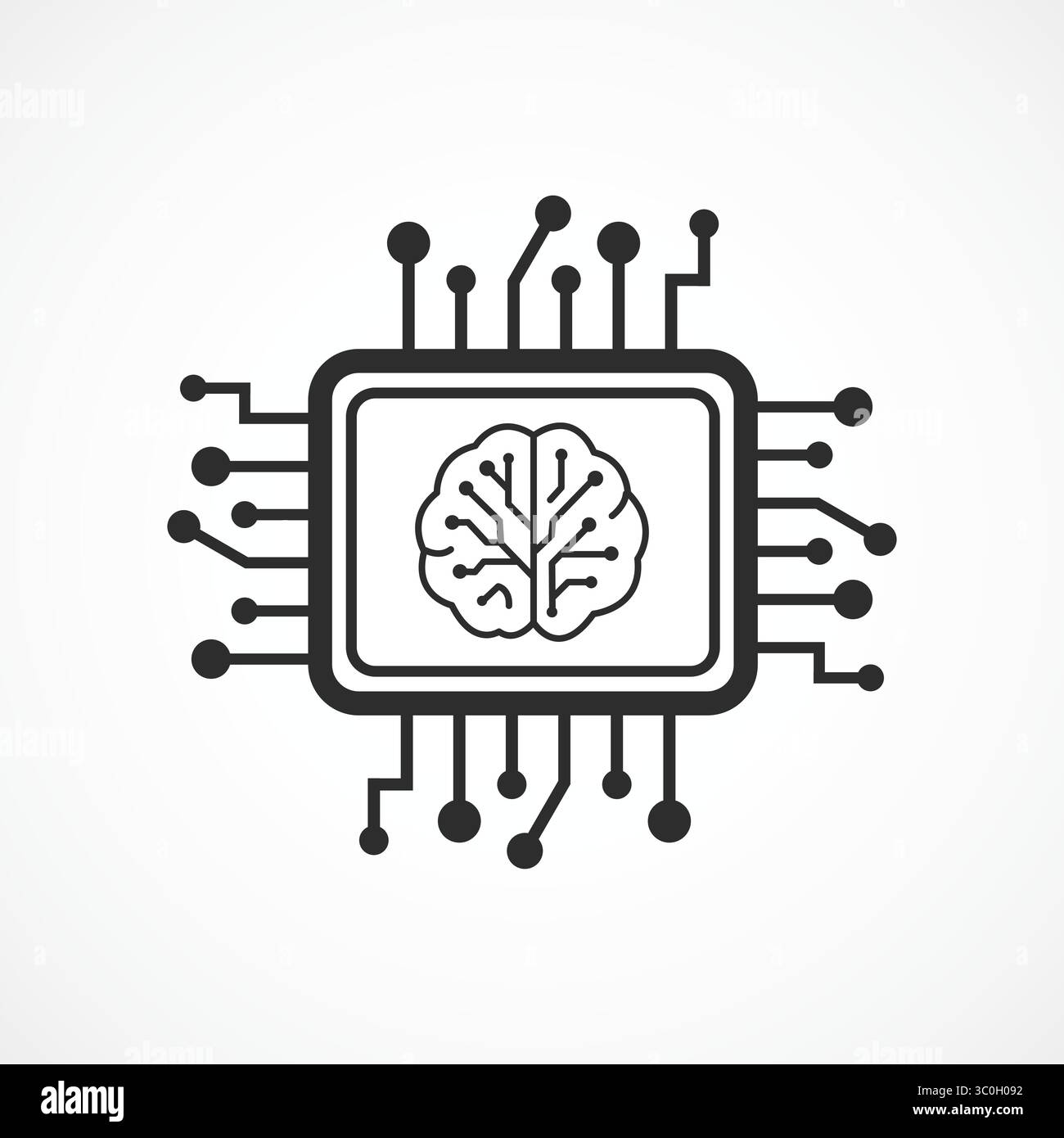Machine Learning Chip Icon on white background – Smart AI Processor Concept icon, Vector Illustration Stock Vector