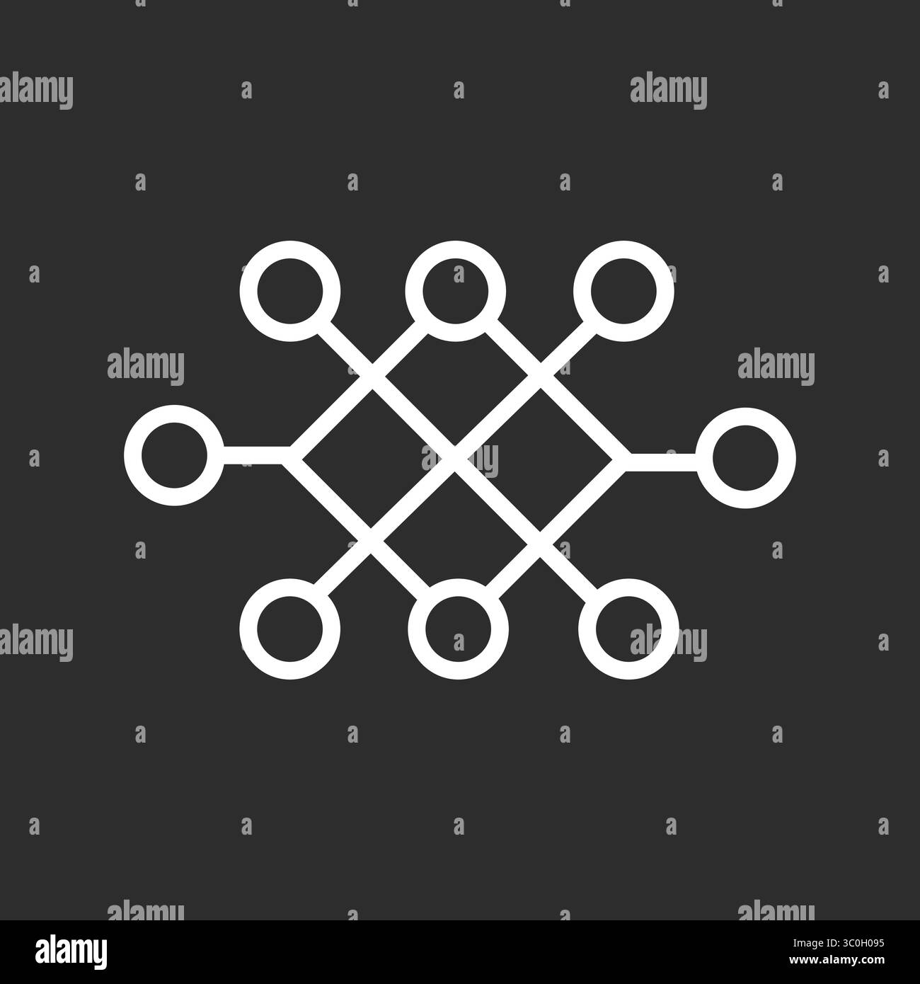 Machine Learning icon solid outline in black and white background – AI Data Processing and Predictive Analytics Concept, Neural Network Icon for AI Stock Vector