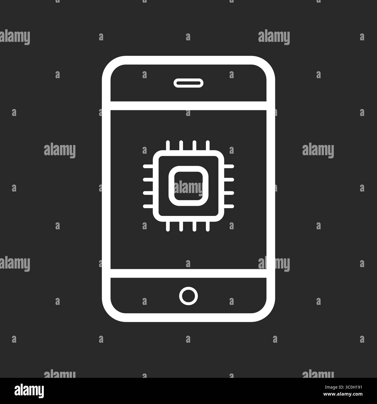 Mobile AI Chip icon in black and white background – Portable Smart AI Chipset Icon, Vector Illustrator Stock Vector