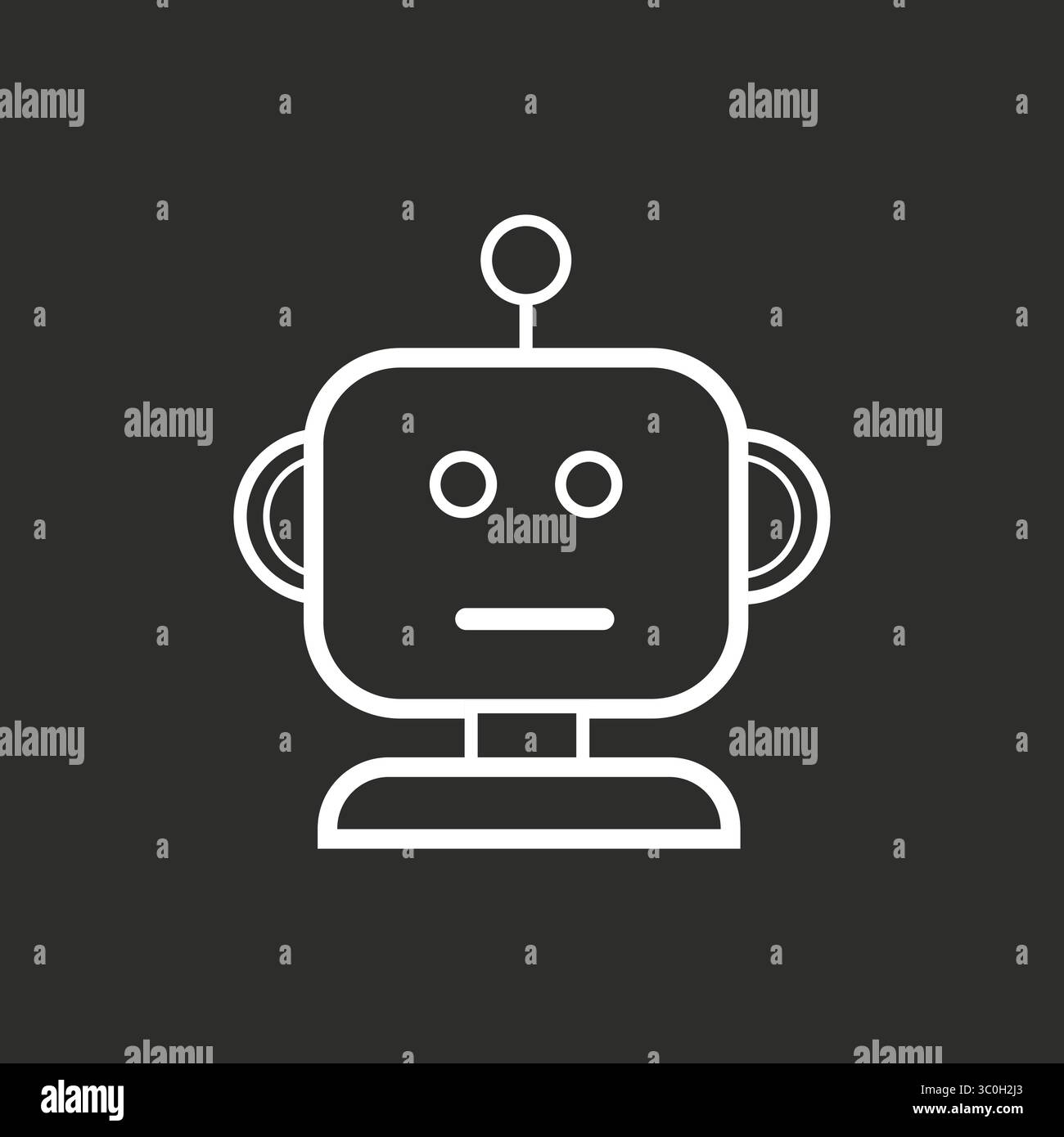 Robot Icon vector logo in black and white background. inspirational logo, Smart Artificial Assistant for Automation icon, Machine Learning, and Digita Stock Vector