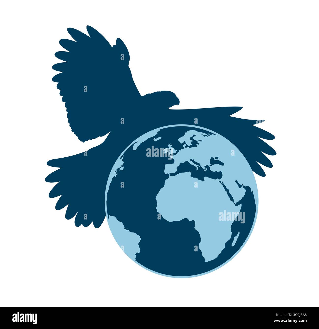 Logo globe with flying eagle. Stock Vector