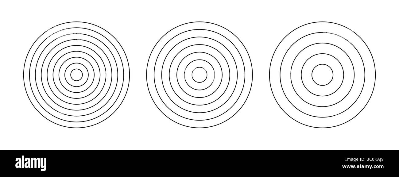 Polar grids concentric circles. Wheel of life or habits tracker. Circle diagrams divided on segments. Blank polar graph paper. Stock Vector