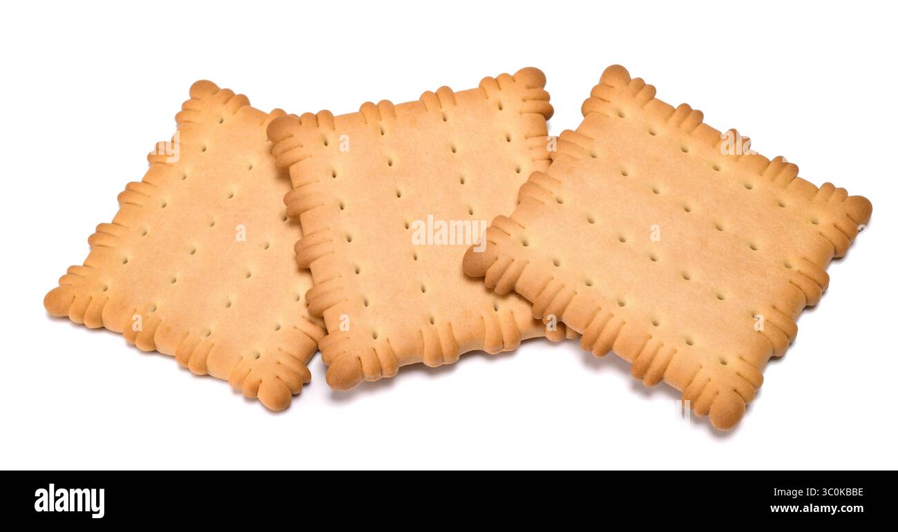 Driedy biscuits pile  isolated on white background Stock Photo