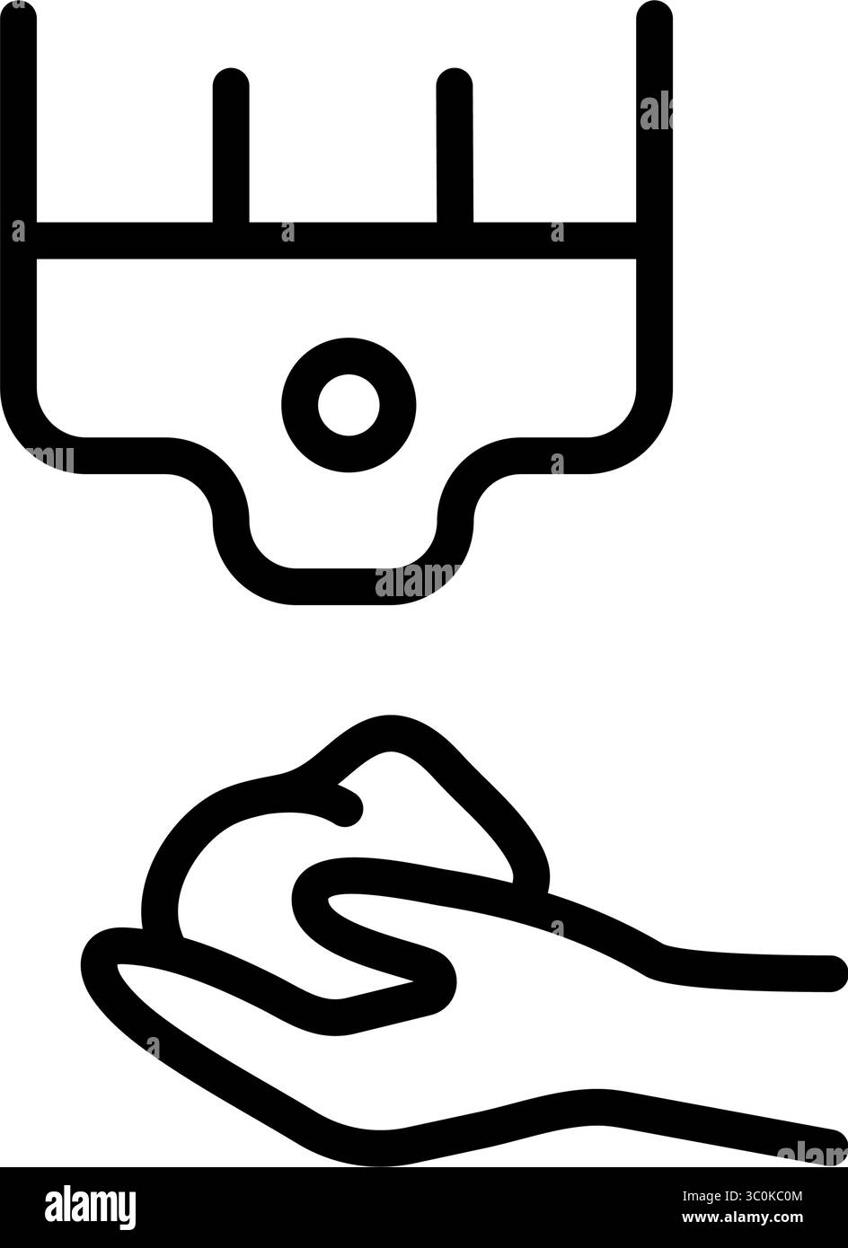 Soap Dispenser line icon. Automatic liquid soap gel. Hand sanitizer machine. Touchless dispenser. Hand Sanitizer Outline Icon. Washing hand with sanit Stock Vector