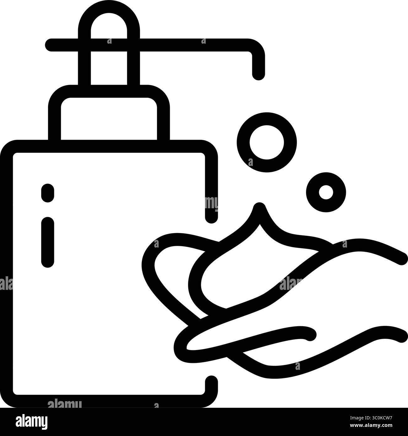 Hand Sanitizer Outline Icon. Washing hand with sanitizer liquid soap ...