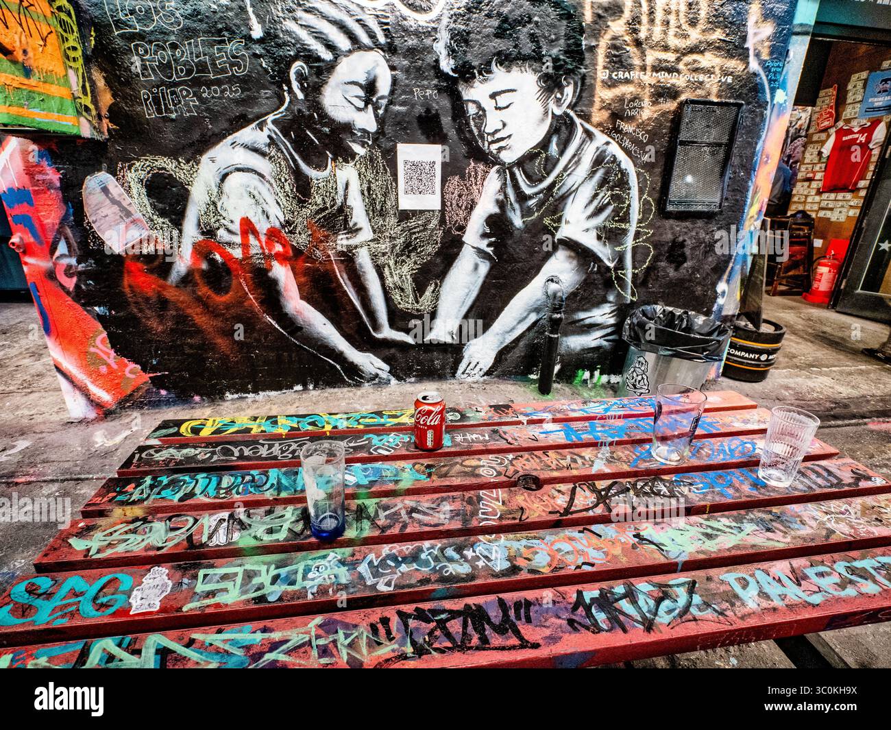 Murals and graffiti art at Leake Street, also known as Graffiti Tunnel, underneath Waterloo Train Station, Lambeth, London Stock Photo