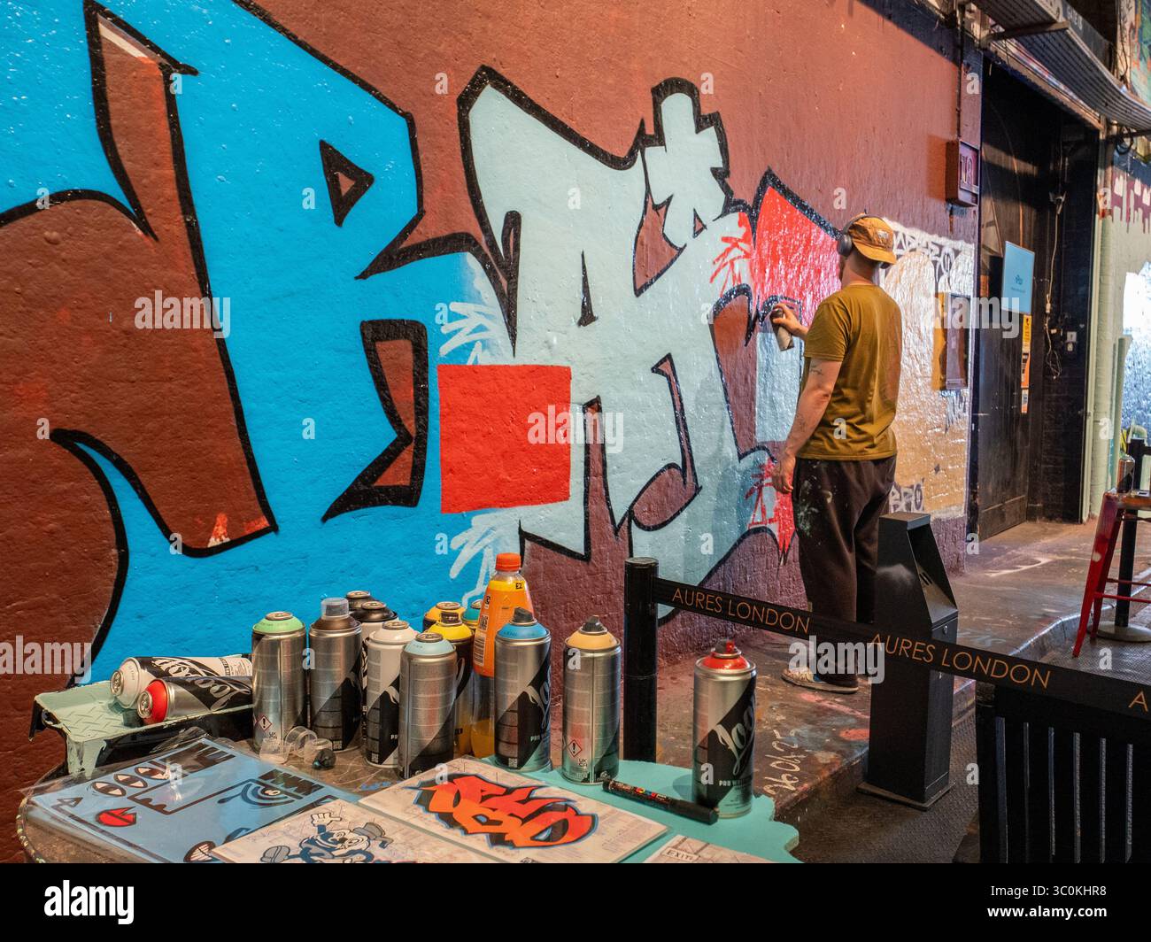 Murals and graffiti art at Leake Street, also known as Graffiti Tunnel, underneath Waterloo Train Station, Lambeth, London Stock Photo