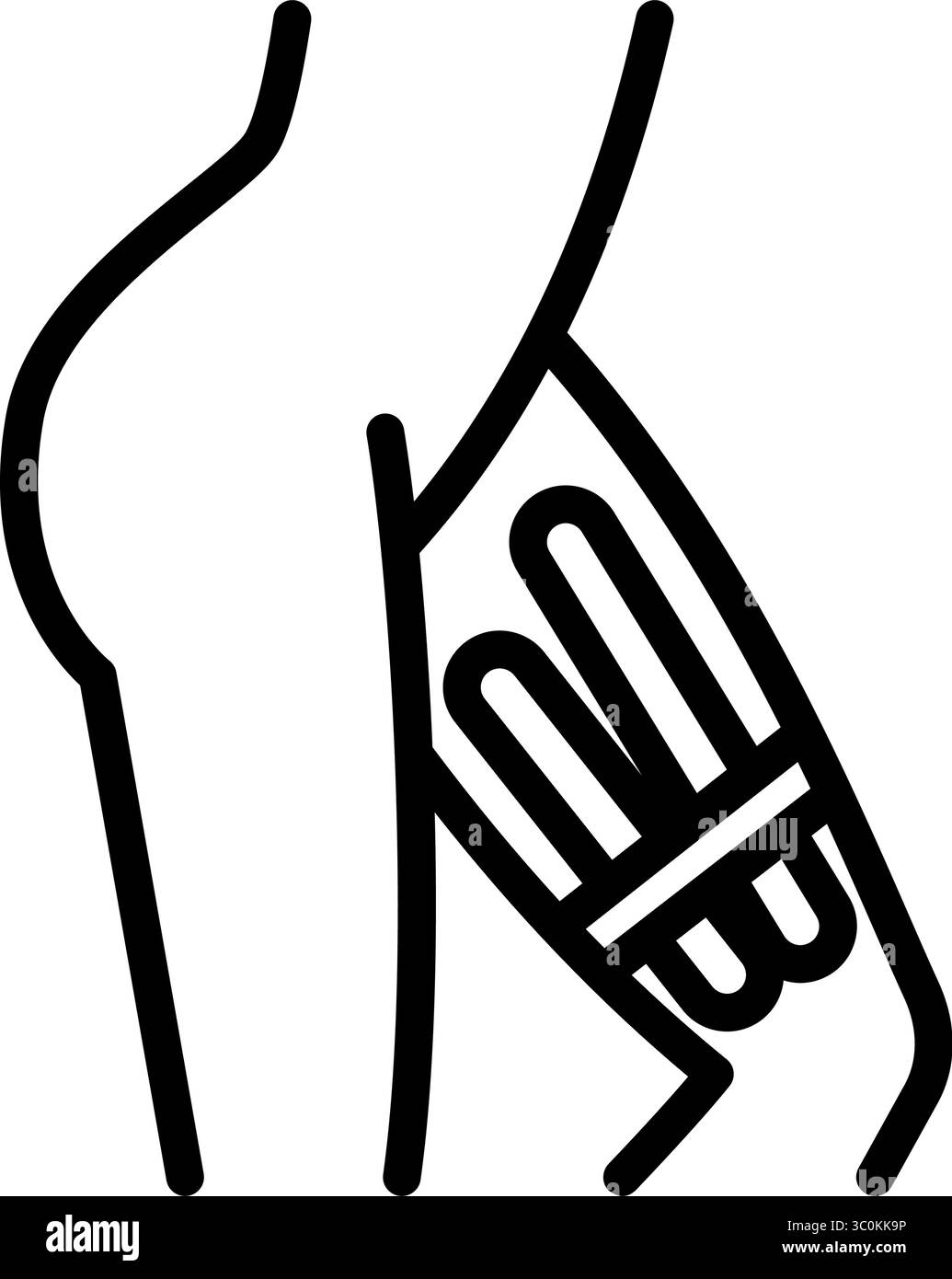 Inner thigh kinesio tape strips icon. Joints and ligaments support ...