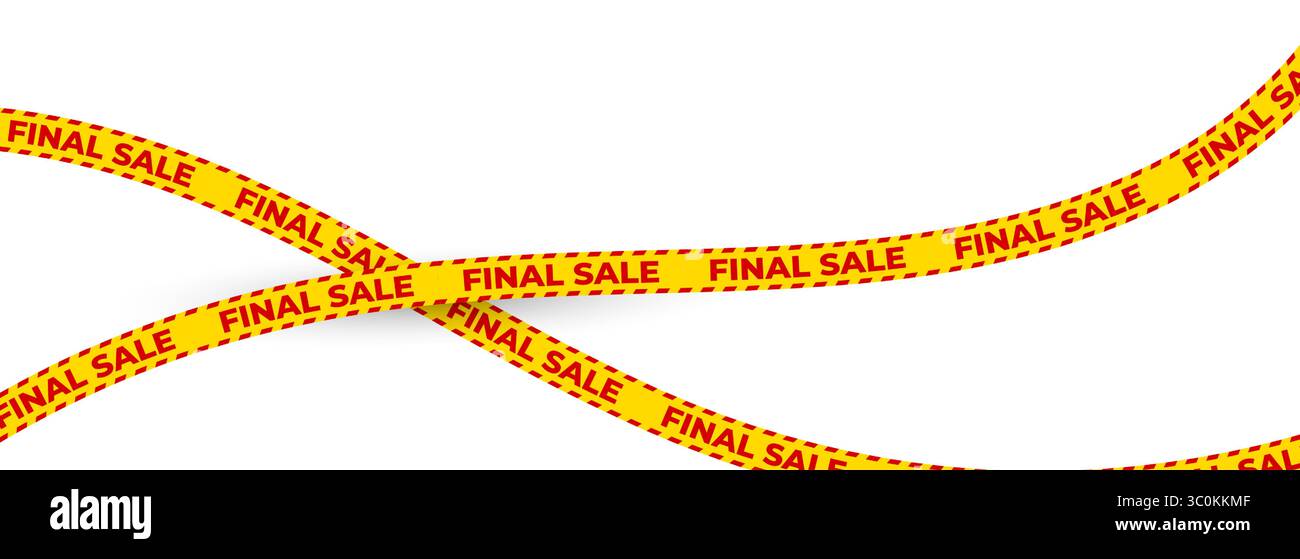Yellow promo ribbon, bold red text, final sale tape for shopping ad ...