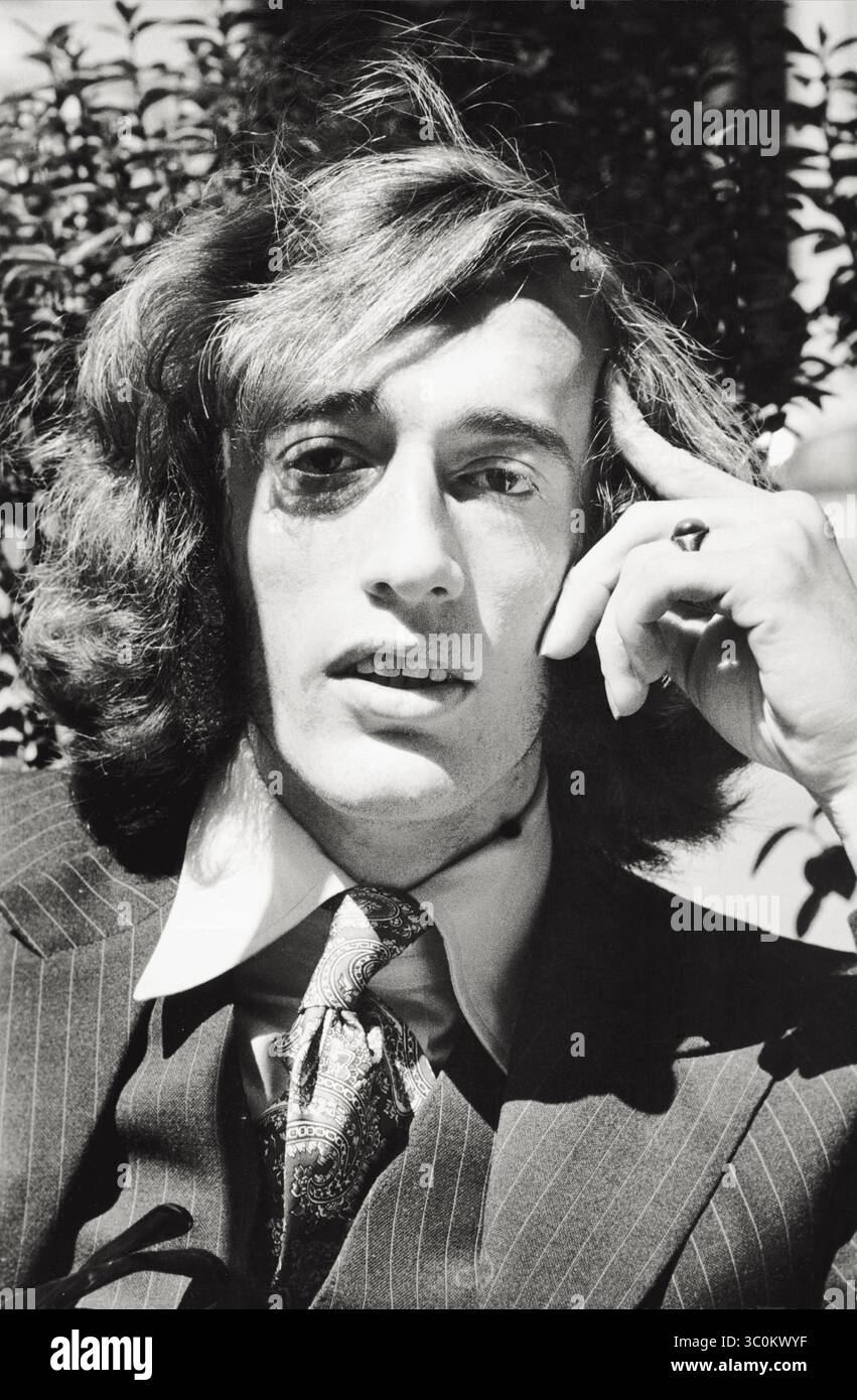 Portrait of English musician Robin Gibb. He's the singer of the Bee ...